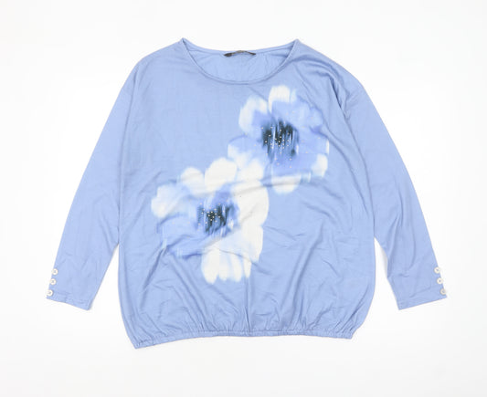 Bonmarché Women’s Blue Floral Tunic Blouse Size 14 Polyester