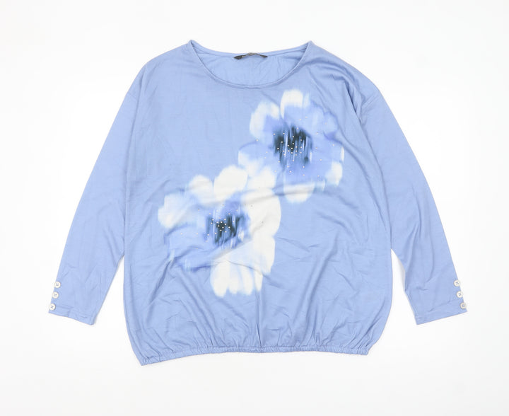 Bonmarché Women’s Blue Floral Tunic Blouse Size 14 Polyester