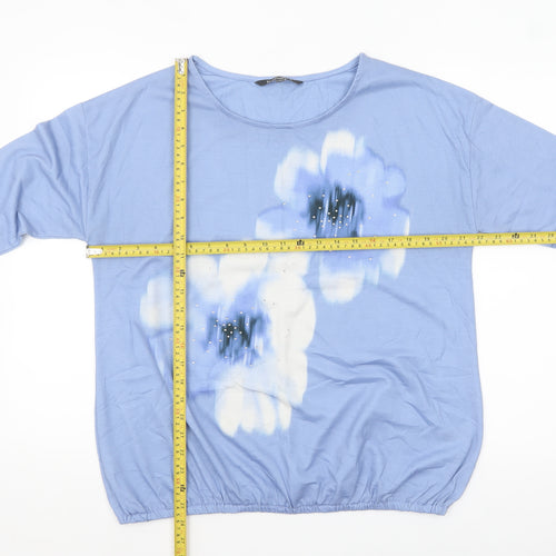 Bonmarché Women’s Blue Floral Tunic Blouse Size 14 Polyester