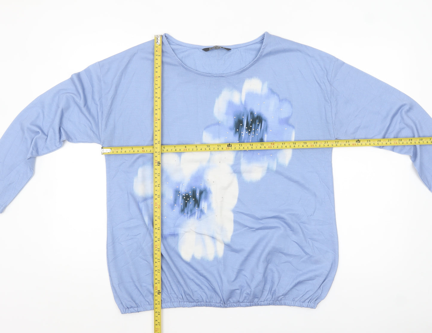 Bonmarché Women’s Blue Floral Tunic Blouse Size 14 Polyester