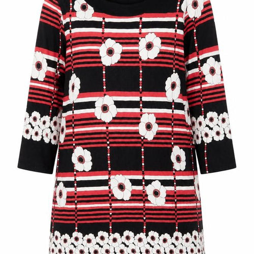 M&Co Women’s Multicoloured Floral Striped Tunic Blouse Size 14