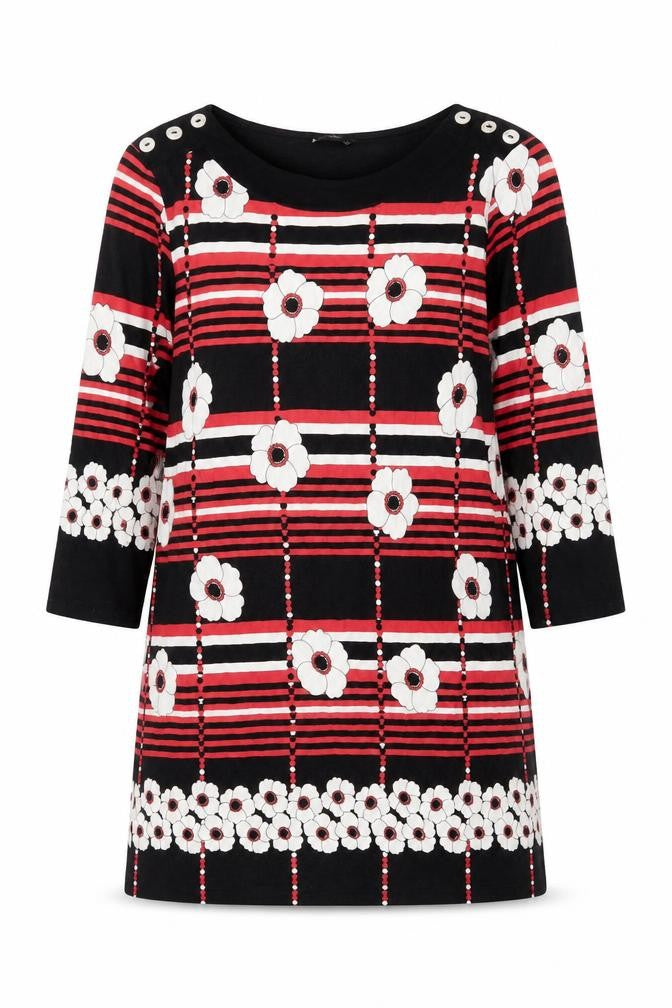 M&Co Women’s Multicoloured Floral Striped Tunic Blouse Size 14