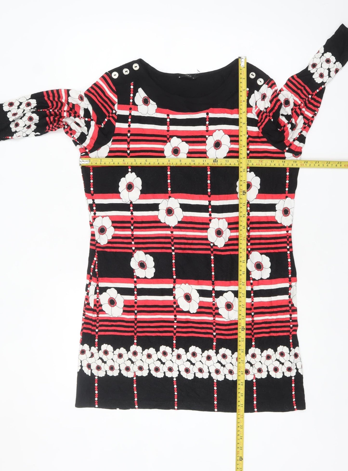 M&Co Women’s Multicoloured Floral Striped Tunic Blouse Size 14