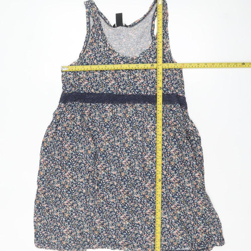 H&M Women’s Multicoloured Floral Cotton Lace Trim Tank Dress Size 12