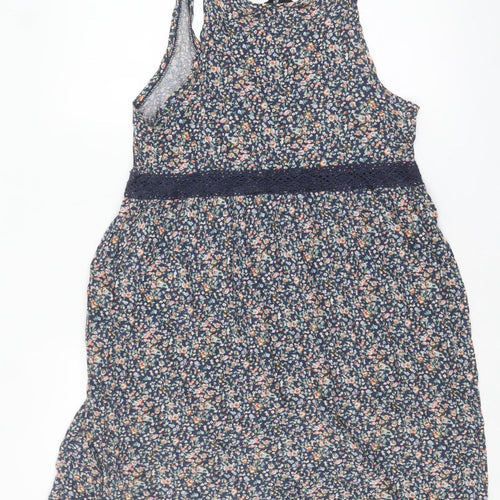 H&M Women’s Multicoloured Floral Cotton Lace Trim Tank Dress Size 12