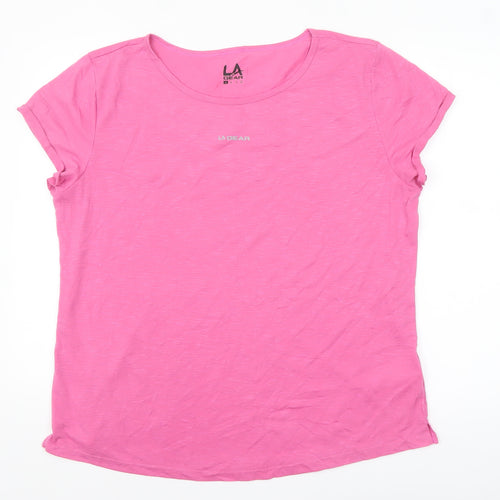 LA Gear Womens Pink Basic Crew Neck Short Sleeve T-Shirt Size 20