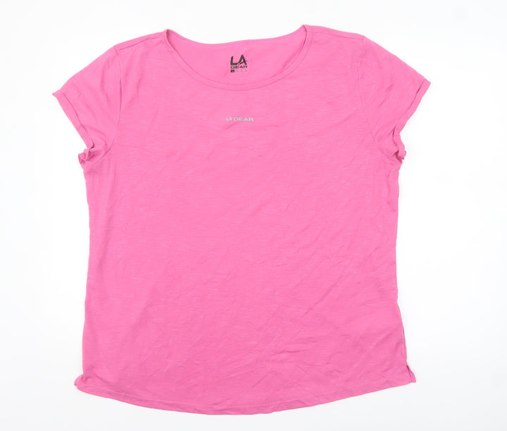 LA Gear Womens Pink Basic Crew Neck Short Sleeve T-Shirt Size 20