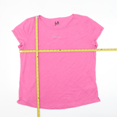 LA Gear Womens Pink Basic Crew Neck Short Sleeve T-Shirt Size 20