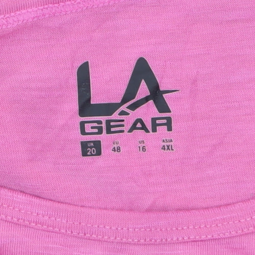LA Gear Womens Pink Basic Crew Neck Short Sleeve T-Shirt Size 20