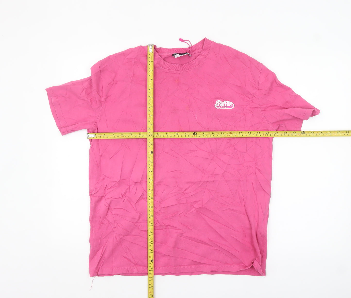 Zara Women Pink Barbie Movie T-Shirt Size S Short Sleeve Cotton
