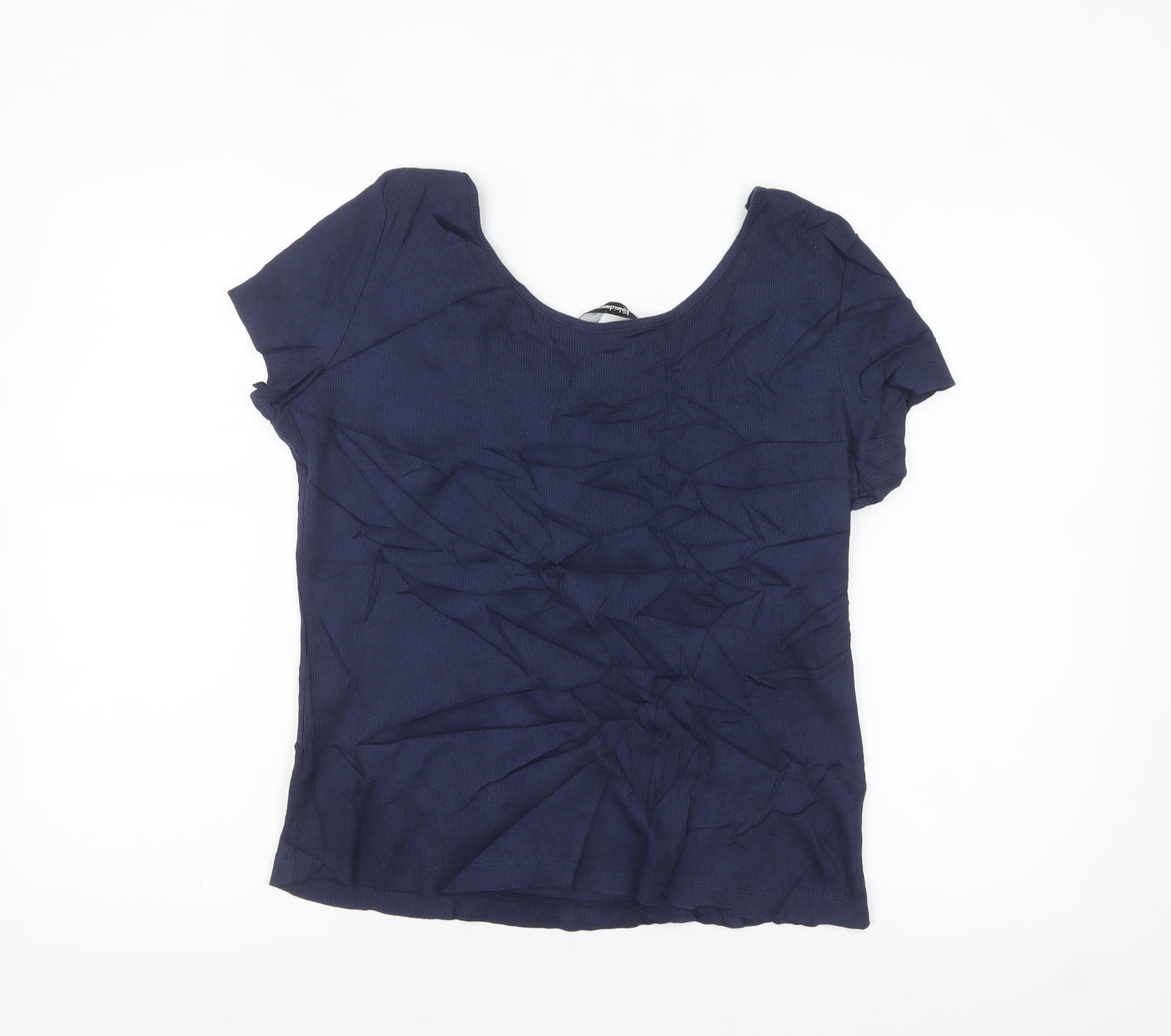 Kaleidoscope Women's Blue Cotton Short Sleeve Scoop Neck Blouse UK 18