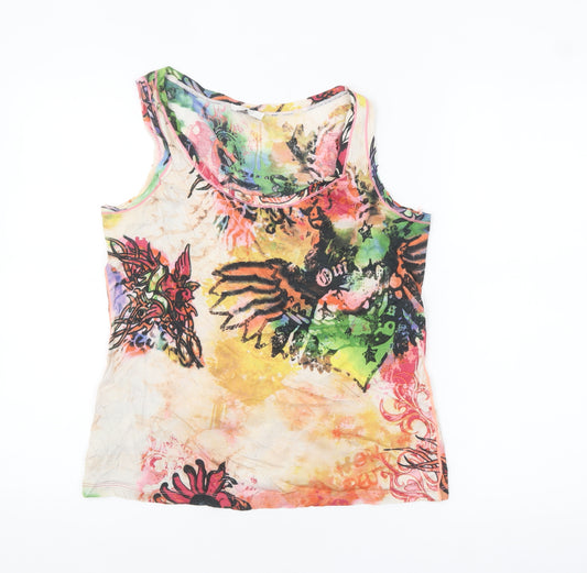 Oui Womens Multicoloured Graphic Tank Top Size 12 Camisole Style