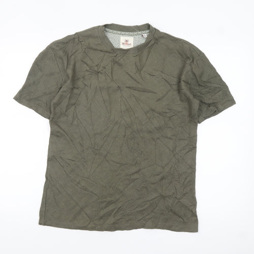Next Men's Khaki Green Cotton Crew Neck Short Sleeve T-Shirt XS