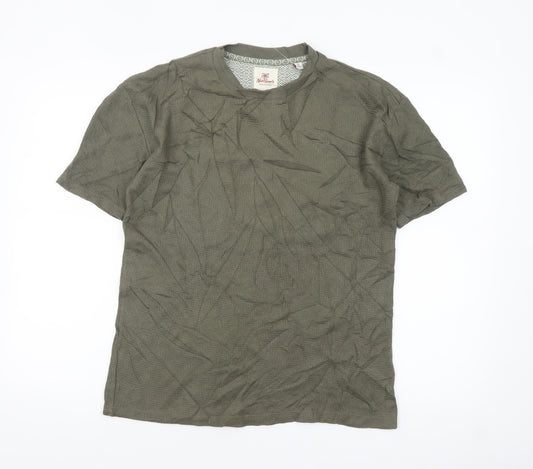 Next Men's Khaki Green Cotton Crew Neck Short Sleeve T-Shirt XS