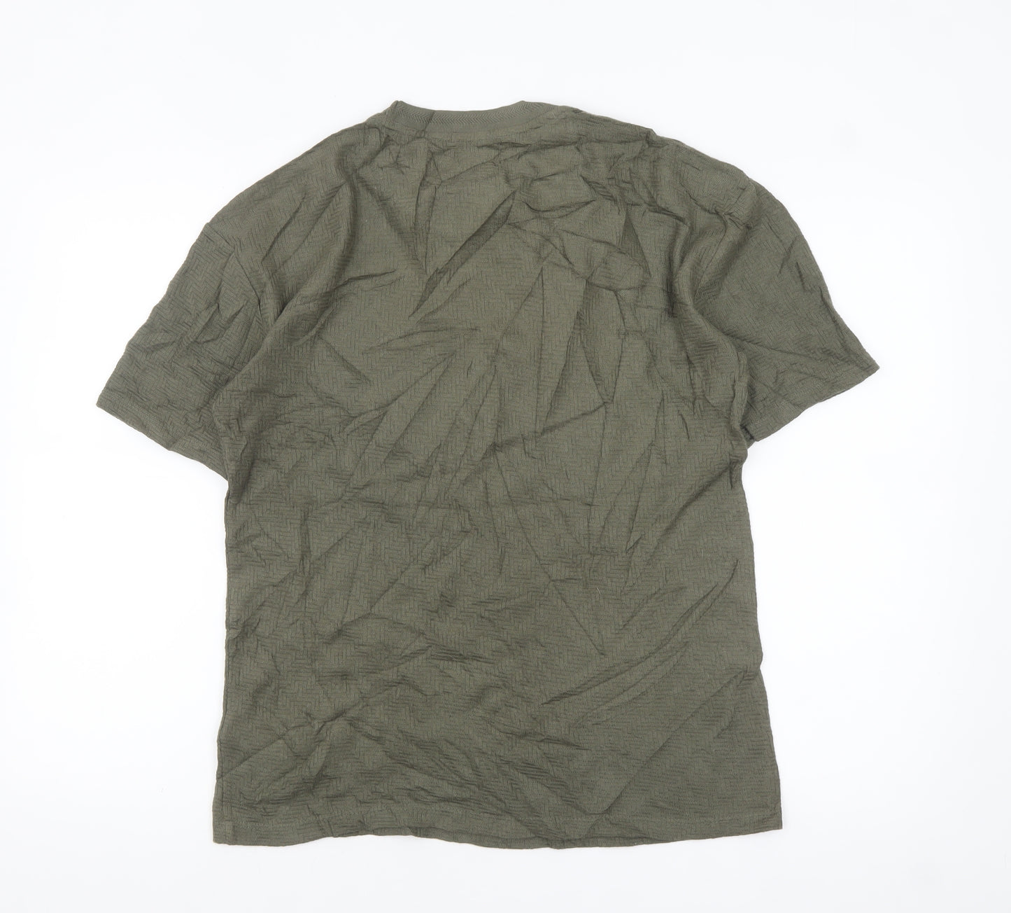 Next Men's Khaki Green Cotton Crew Neck Short Sleeve T-Shirt XS