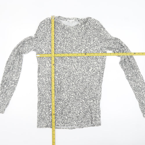 COS Womens White Art Print Long Sleeve Jersey Cotton Top Size 12