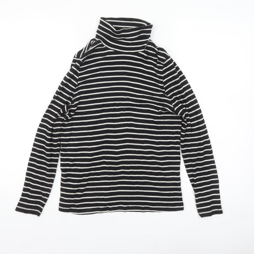 Marks and Spencer Women Black Striped Roll Neck Long Sleeve Top Size 18