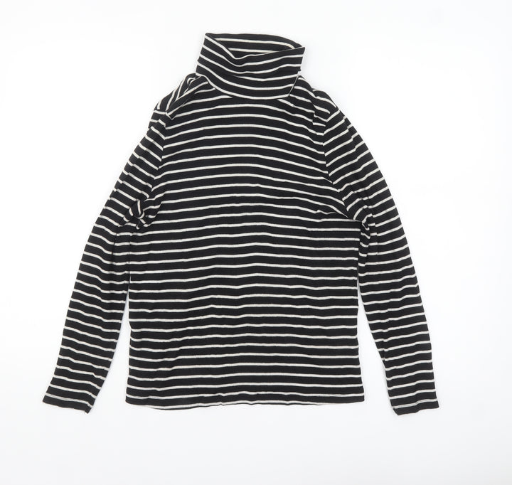 Marks and Spencer Women Black Striped Roll Neck Long Sleeve Top Size 18