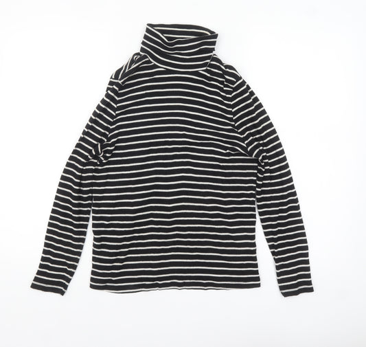Marks and Spencer Women Black Striped Roll Neck Long Sleeve Top Size 18