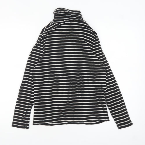 Marks and Spencer Women Black Striped Roll Neck Long Sleeve Top Size 18