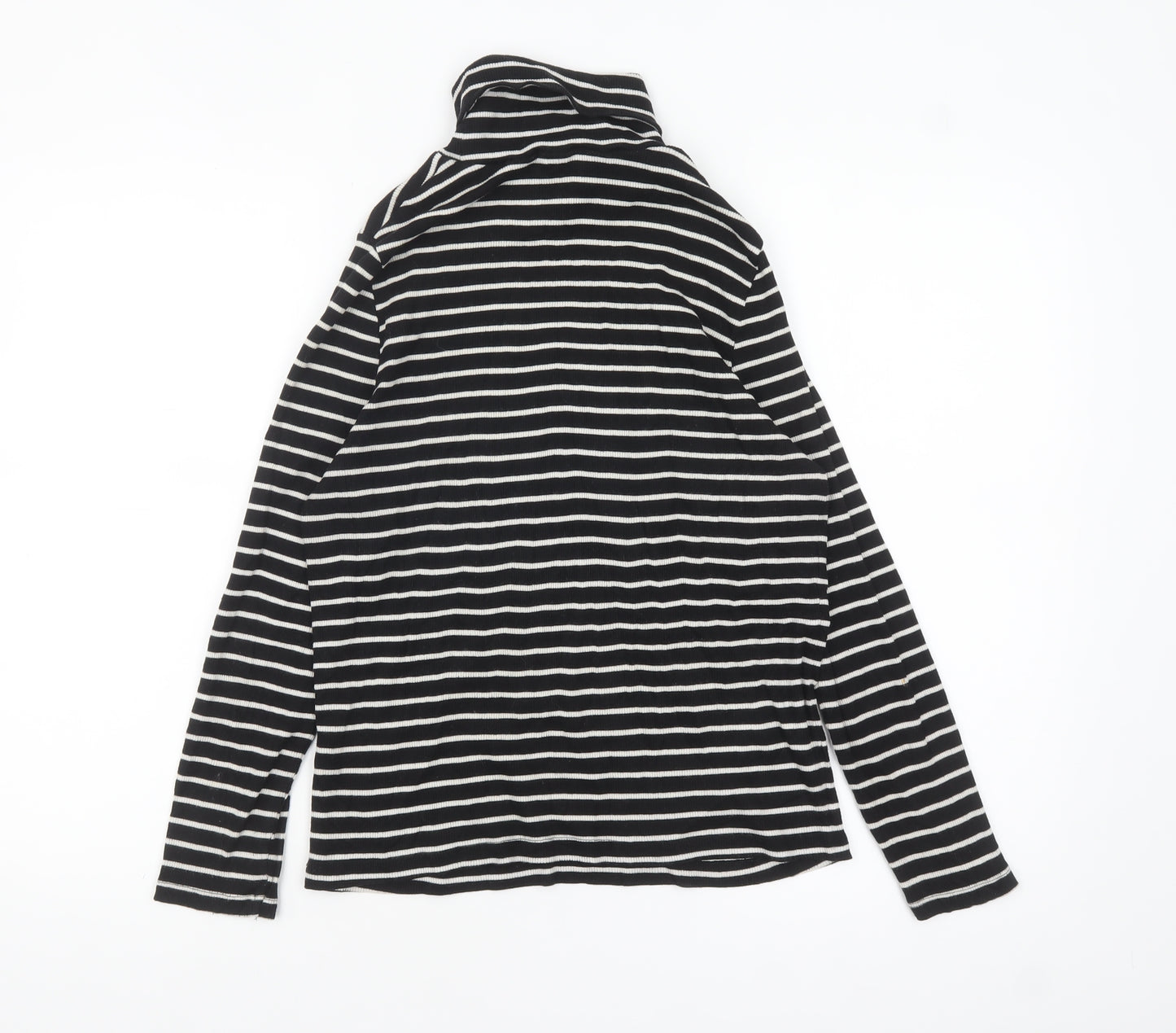 Marks and Spencer Women Black Striped Roll Neck Long Sleeve Top Size 18