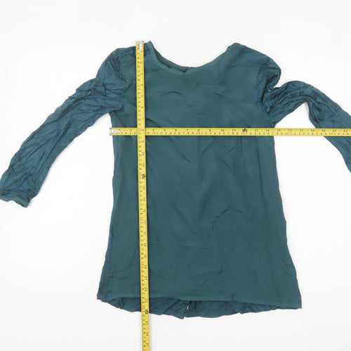 Warehouse Women's Green Long Sleeve Button Blouse UK 6