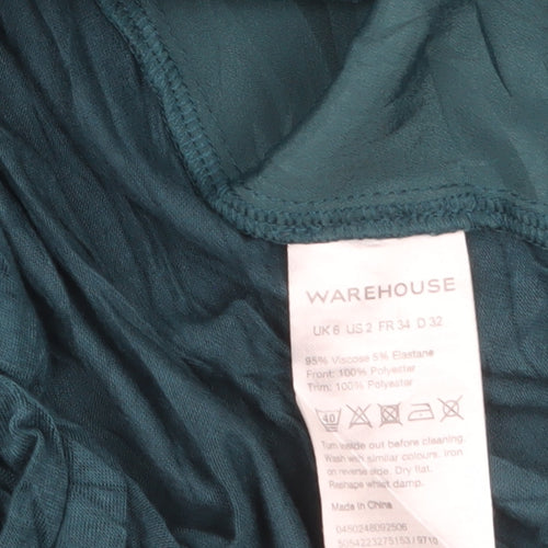 Warehouse Women's Green Long Sleeve Button Blouse UK 6