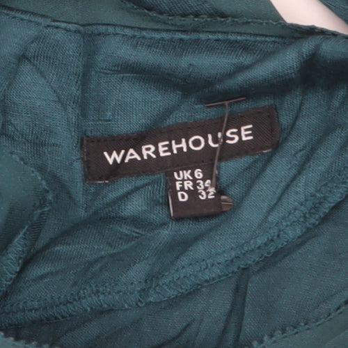 Warehouse Women's Green Long Sleeve Button Blouse UK 6