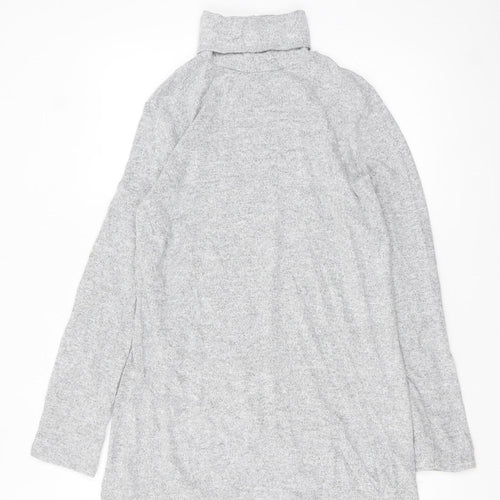 Zara Women Grey Roll Neck Knit Sweater Dress Size S