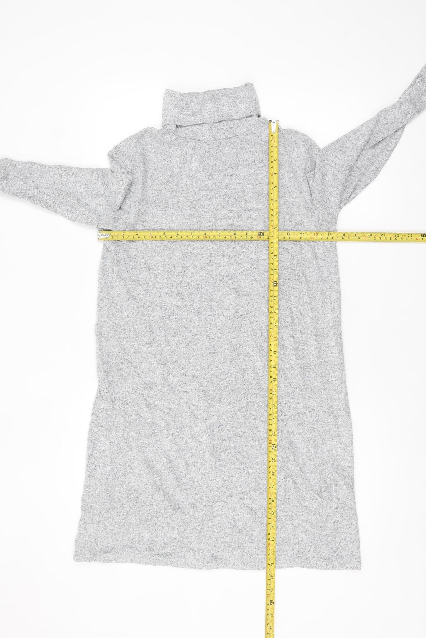 Zara Women Grey Roll Neck Knit Sweater Dress Size S