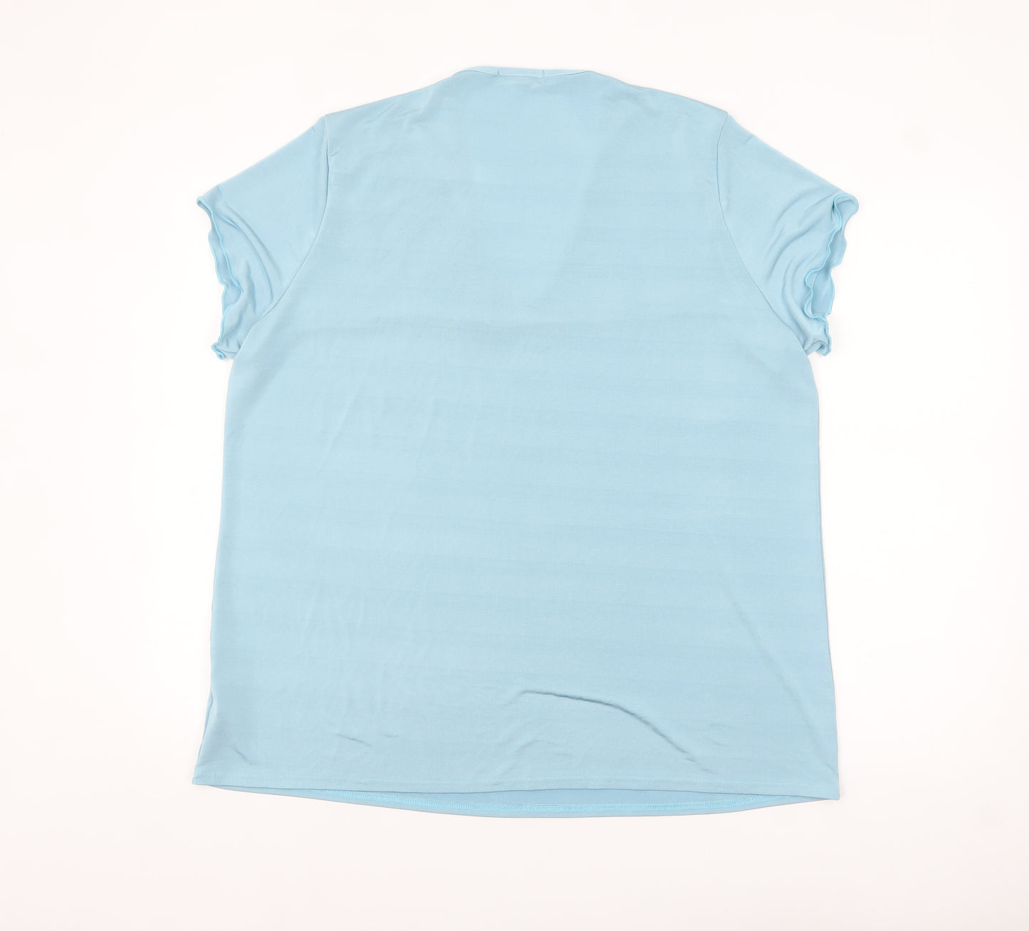 Elvi Women's Blue V-Neck Stretch T-Shirt Size 16