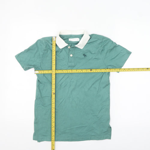 Abercrombie Kids Boys Green Polo Shirt 11-12 Years Short Sleeve Cotton