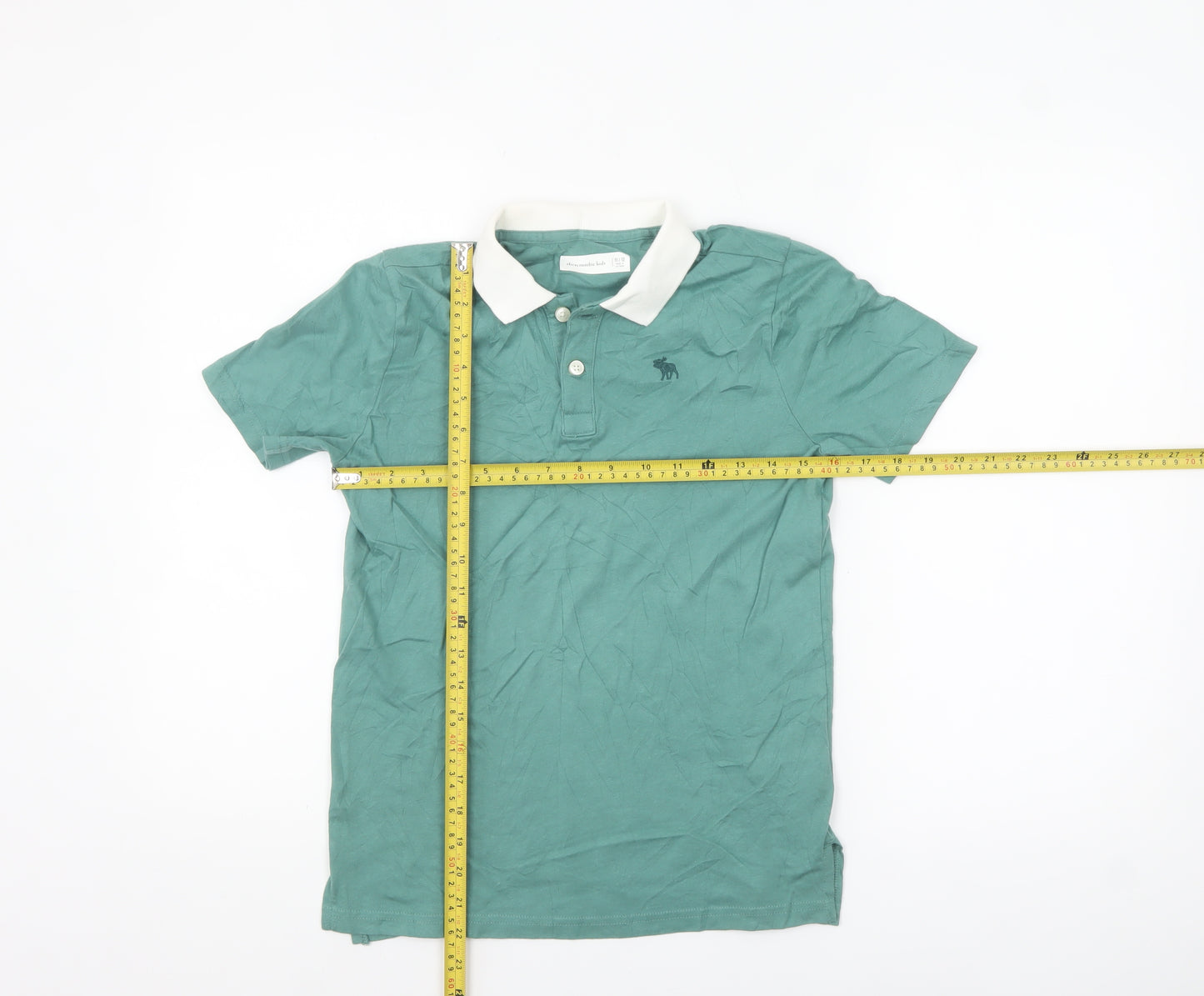Abercrombie Kids Boys Green Polo Shirt 11-12 Years Short Sleeve Cotton