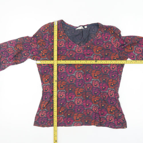 Seasalt Cornwall Women’s Multicoloured Floral Cotton V-Neck Top Size 10