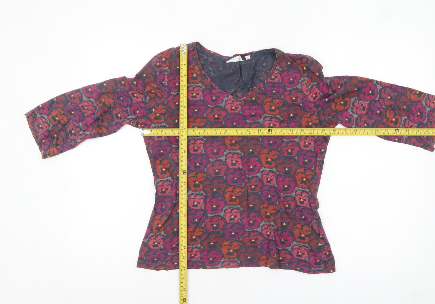 Seasalt Cornwall Women’s Multicoloured Floral Cotton V-Neck Top Size 10