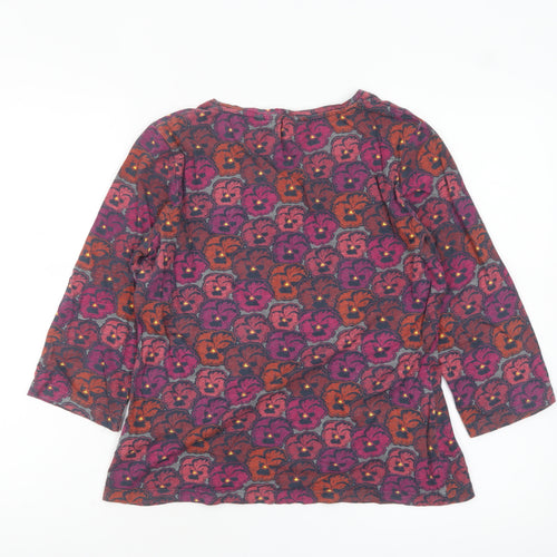 Seasalt Cornwall Women’s Multicoloured Floral Cotton V-Neck Top Size 10