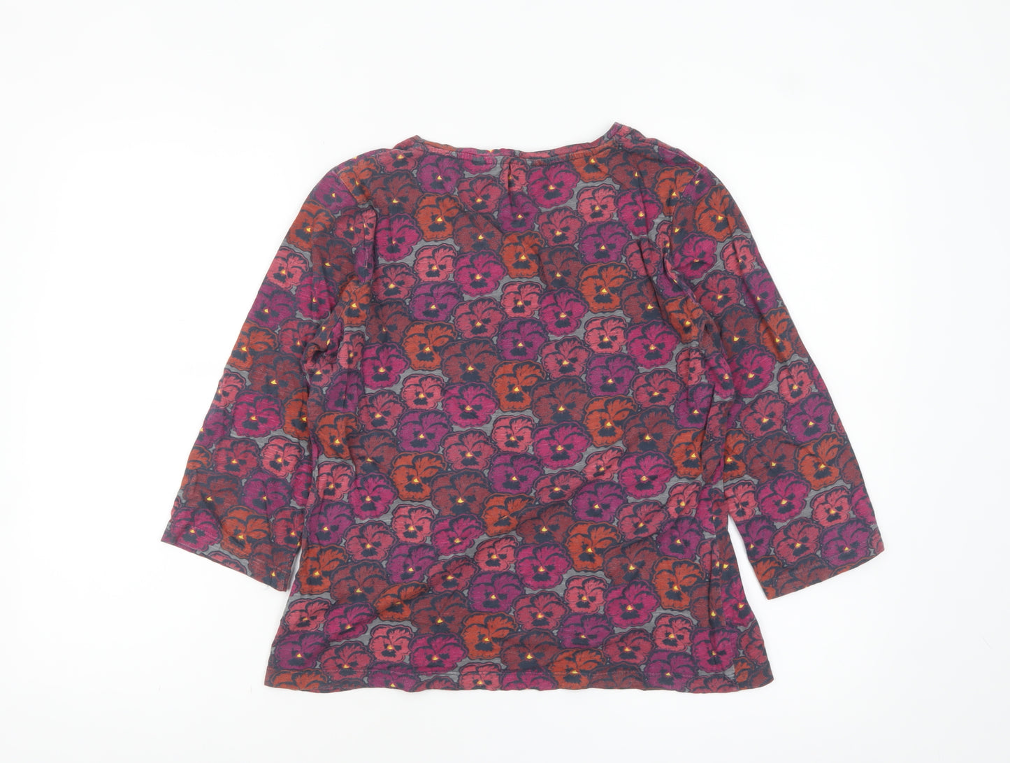 Seasalt Cornwall Women’s Multicoloured Floral Cotton V-Neck Top Size 10