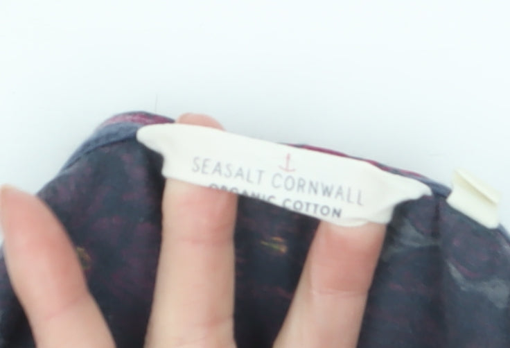 Seasalt Cornwall Women’s Multicoloured Floral Cotton V-Neck Top Size 10