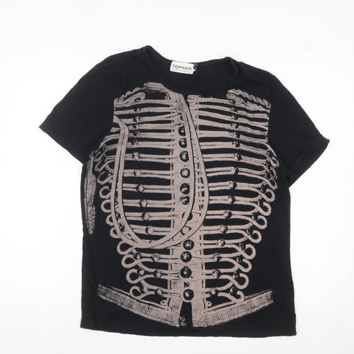 Topman Men's Black Graphic Skeleton Print T-Shirt L