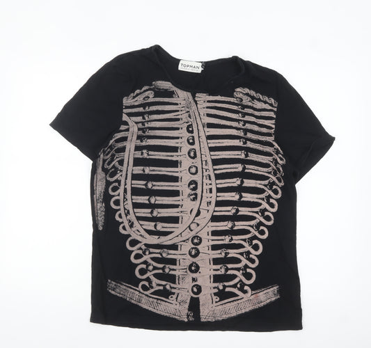 Topman Men's Black Graphic Skeleton Print T-Shirt L