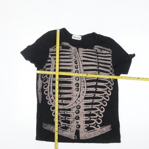 Topman Men's Black Graphic Skeleton Print T-Shirt L