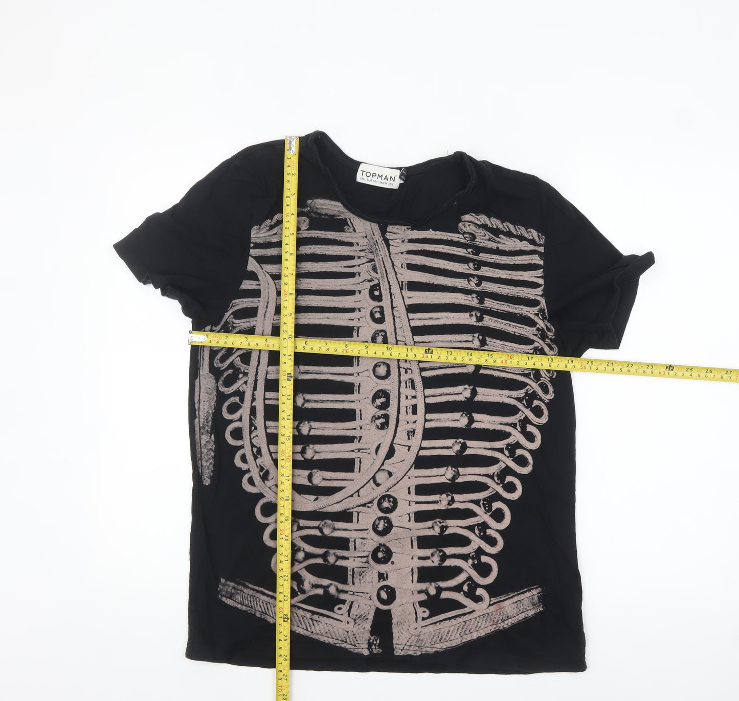 Topman Men's Black Graphic Skeleton Print T-Shirt L