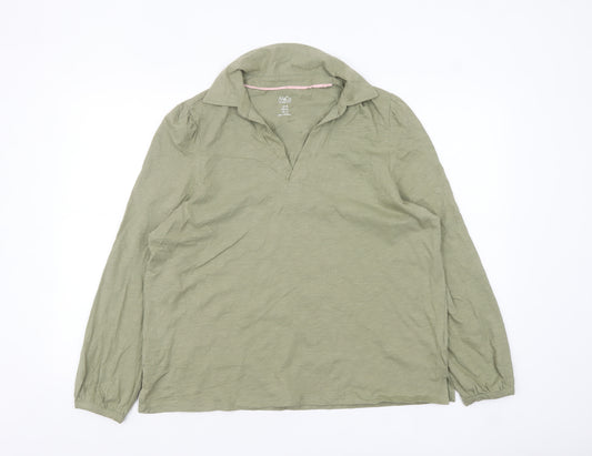 M&Co Women’s Green Collared Long Sleeve Cotton Blouse Size 18