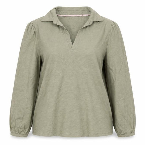 M&Co Women’s Green Collared Long Sleeve Cotton Blouse Size 18