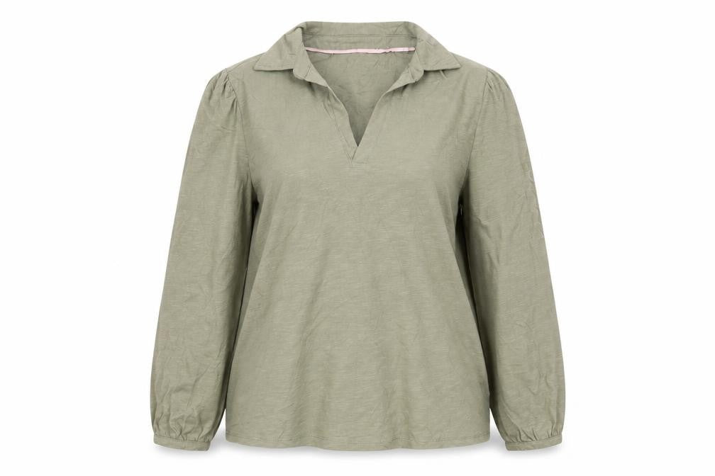 M&Co Women’s Green Collared Long Sleeve Cotton Blouse Size 18