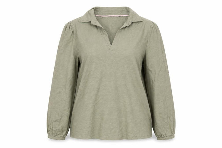 M&Co Women’s Green Collared Long Sleeve Cotton Blouse Size 18