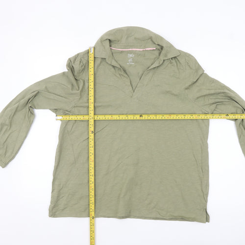M&Co Women’s Green Collared Long Sleeve Cotton Blouse Size 18