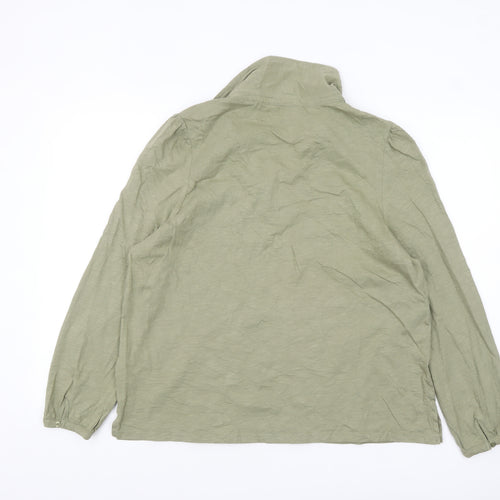 M&Co Women’s Green Collared Long Sleeve Cotton Blouse Size 18
