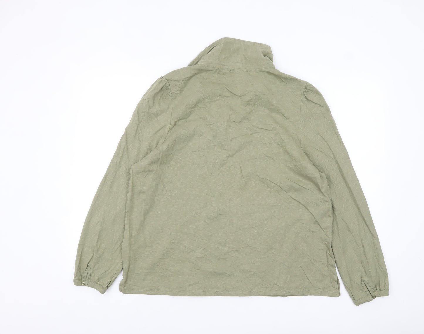 M&Co Women’s Green Collared Long Sleeve Cotton Blouse Size 18