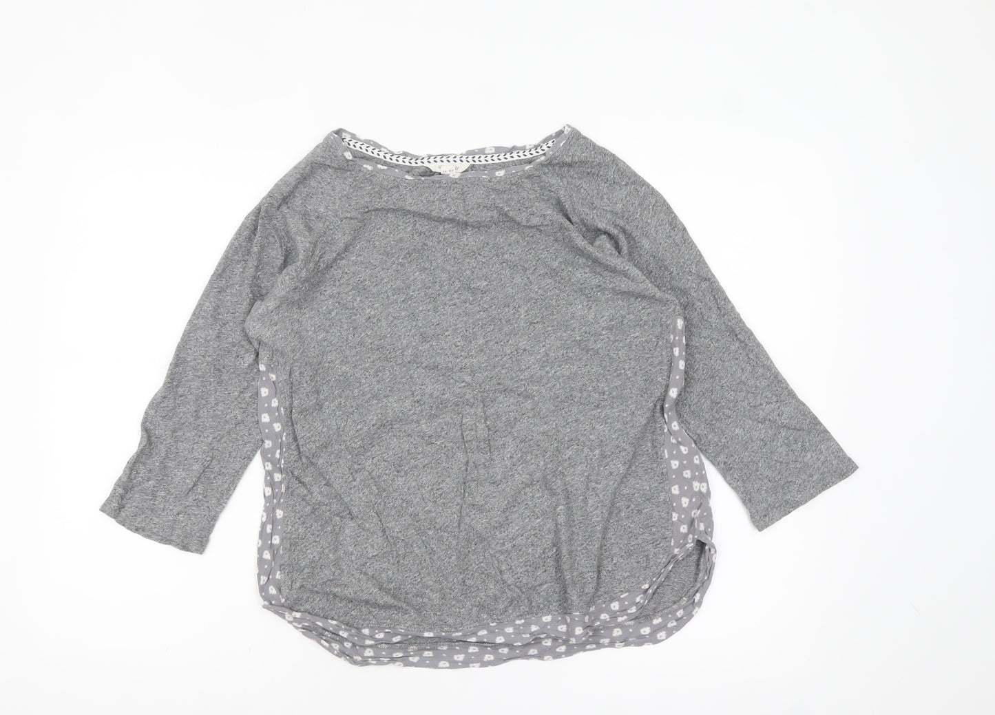 White Stuff Women’s Grey Cotton Modal Tunic Top UK 12 3/4 Sleeve